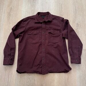 Banana Republic Shirt Mens L Burgundy Button Down Utility Pockets‎ Heavyweight